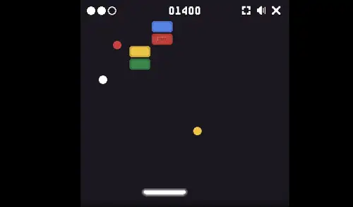 Multiple balls in play after activating the Multi-Ball power-up in Google Block Breaker