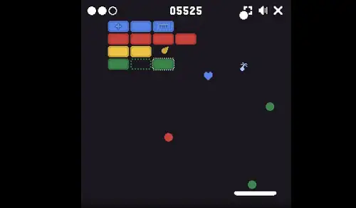 A fast-paced late stage in Google Block Breaker