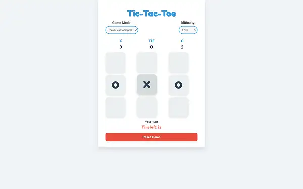 Google Tic-Tac-Toe gameplay screenshot showing a game in progress